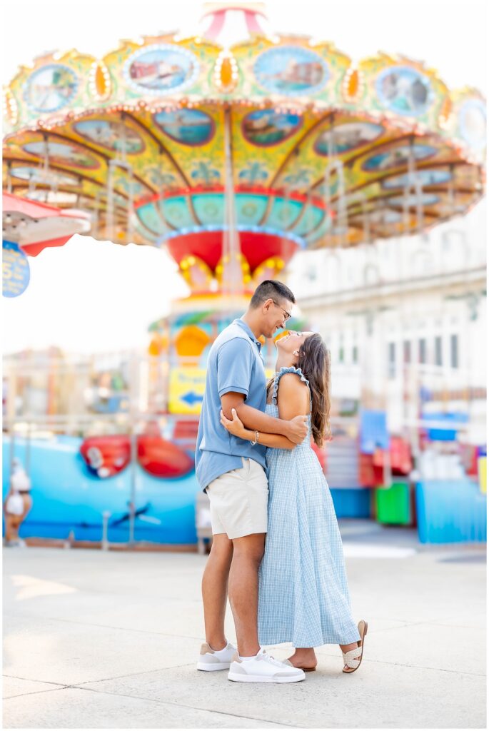 Romantic couple exploring Ocean City New Jersey before sunset